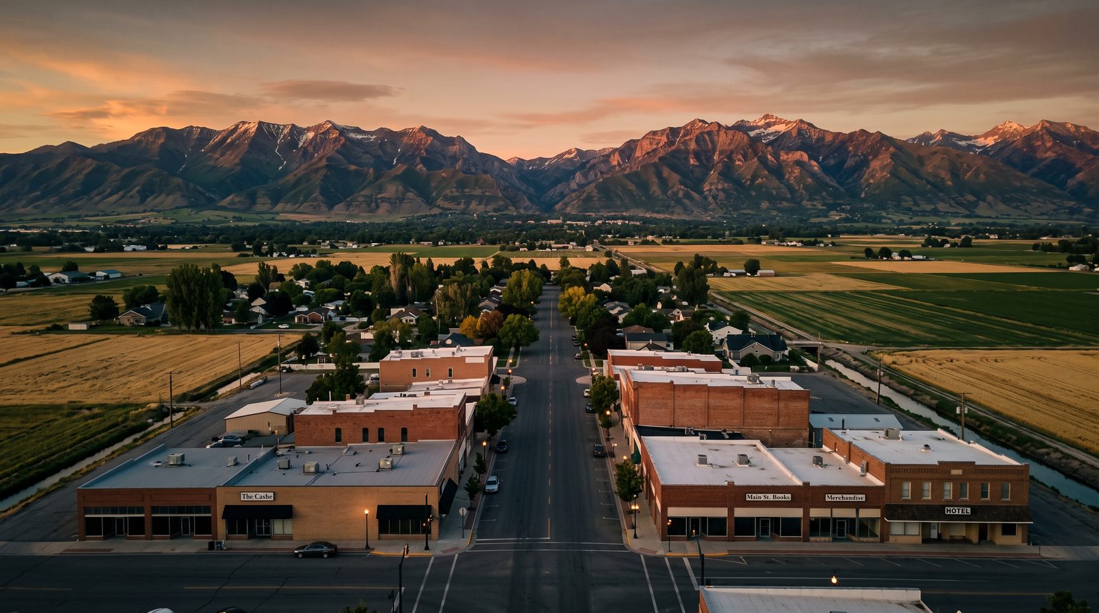 Logan, Utah skyline at dusk