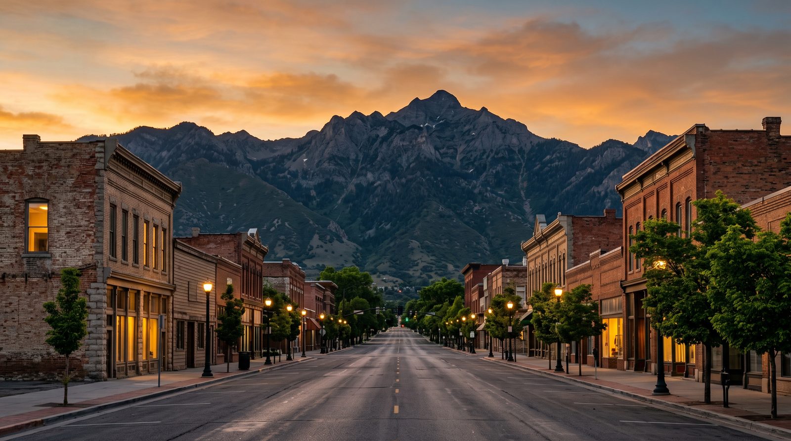Ogden, Utah skyline at dusk
