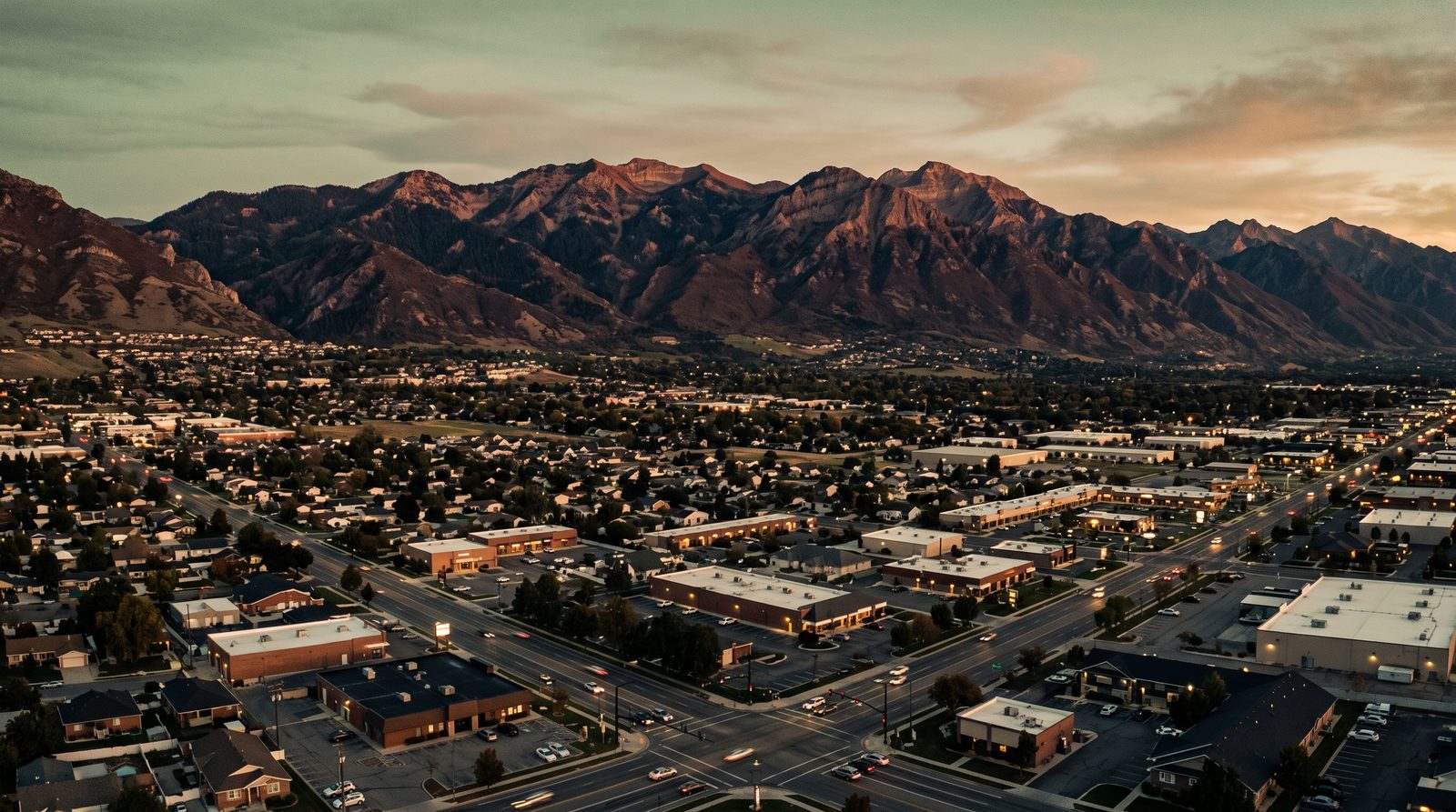Orem, Utah skyline at dusk
