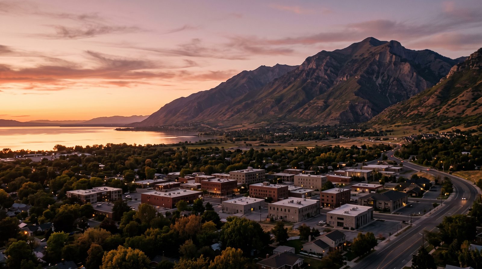 Provo, Utah skyline at dusk