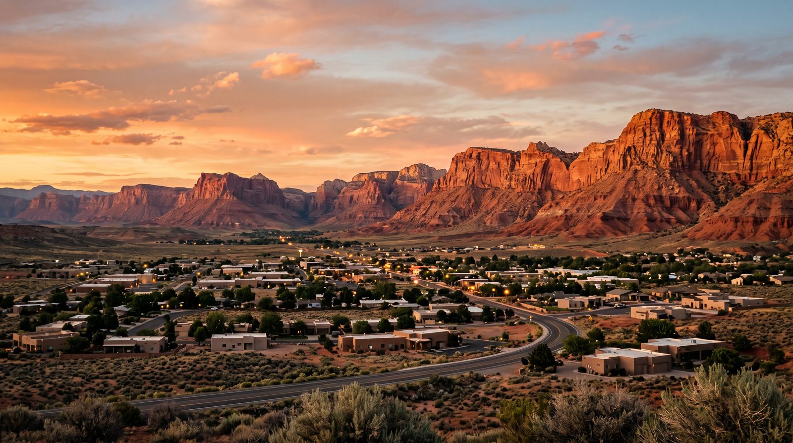 St. George, Utah skyline at dusk