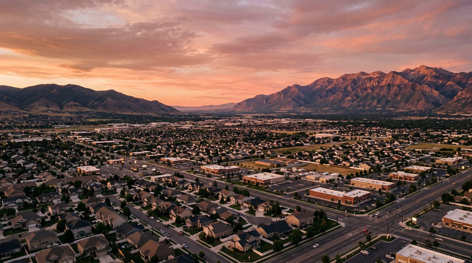 West Jordan, Utah skyline at dusk