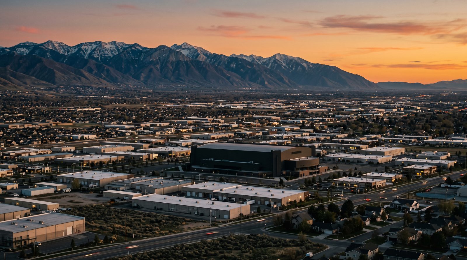 West Valley City, Utah skyline at dusk
